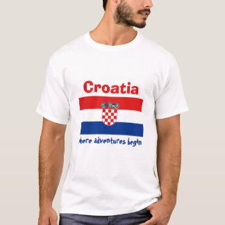 Croatia Flag + Map + Text T-Shirt