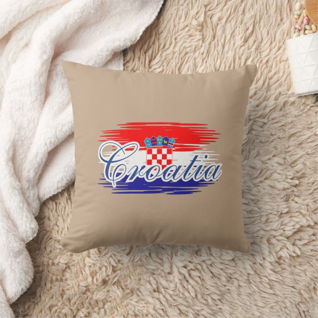  Croatia flag map Throw Pillow (Blanket)