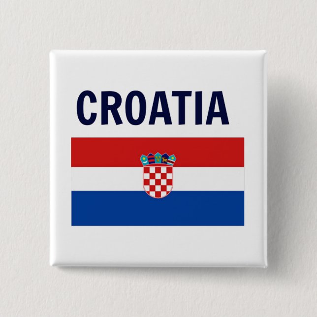 Croatia - Flag of Croatia 2 Inch Square Button (Front)