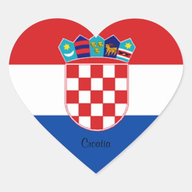 Croatia: Flag of Croatia Heart Sticker (Front)