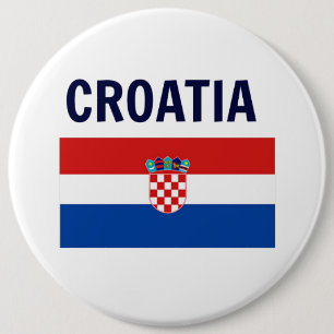 Croatia - Flag of Croatia, labelled, 6 Inch Round Button