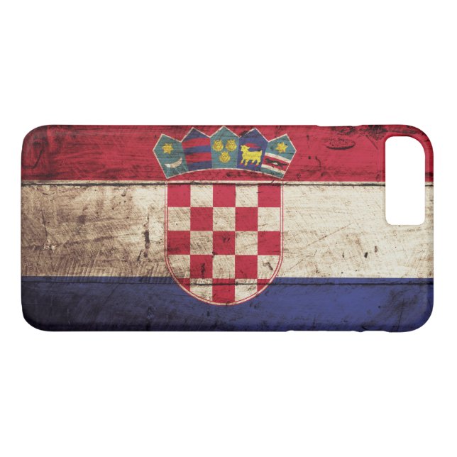 Croatia Flag on Old Wood Grain Case-Mate iPhone Case (Back (Horizontal))