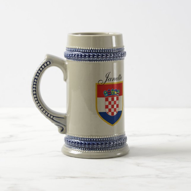 Croatia Flag Personalized Beer Stein (Left)