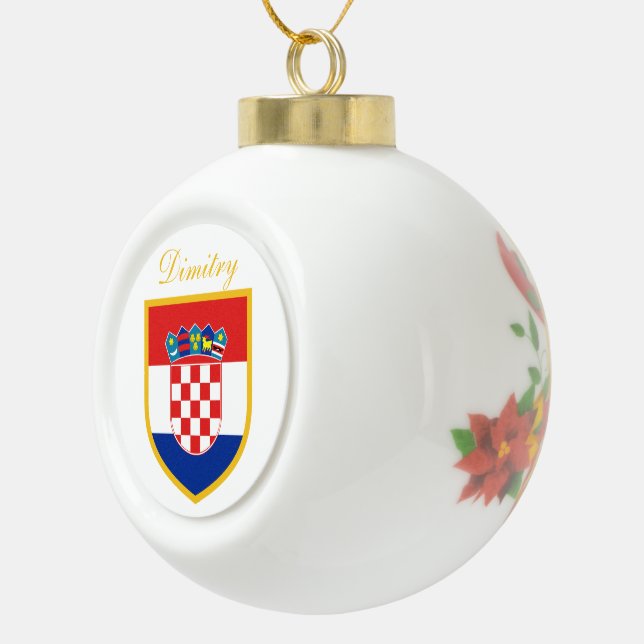 Croatia Flag Personalized Ceramic Ball Christmas Ornament (Right)