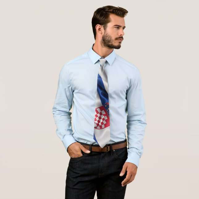 Croatia flag silk texture tie (In Situ)