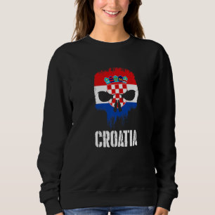 Croatia Flag Skull Croatian Pride Patriotic Sweatshirt