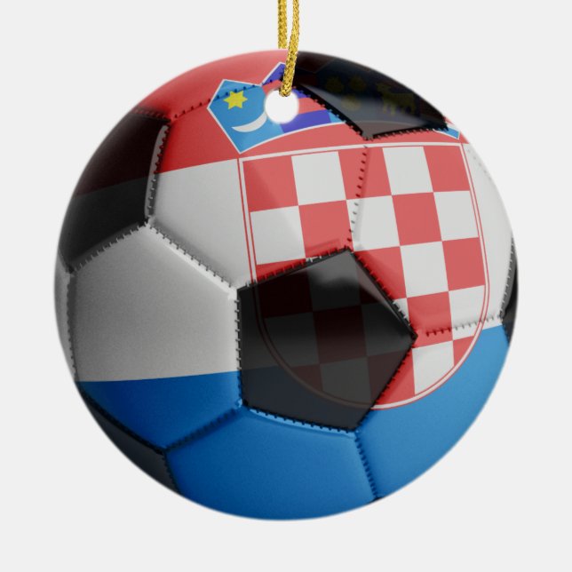 Croatia Flag Soccer Ball Ceramic Ornament (Front)