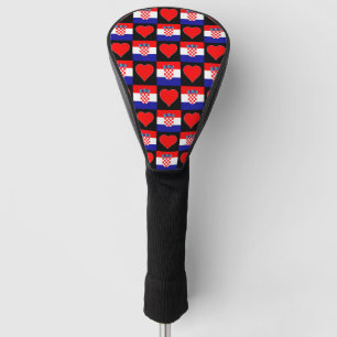 Croatia Golf Love Heart Pattern Patriotic Croatian Golf Head Cover