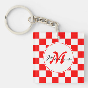 Croatia Hrvatska Chequered Name Monogram Keychain