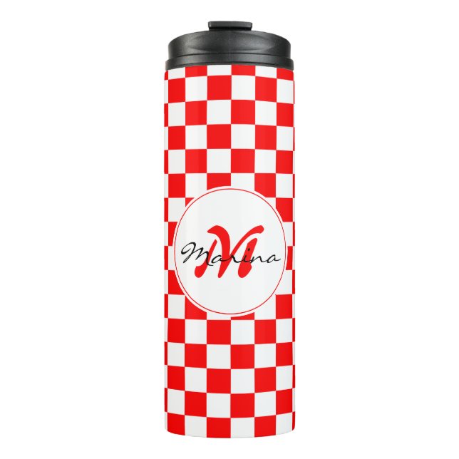 Croatia | Hrvatska | Chequered Name Monogram  Thermal Tumbler (Front)