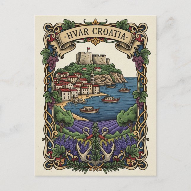 Croatia Hvar Lavendar Fields Postcard (Front)