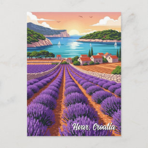 Croatia Hvar Lavendar Fields Postcard