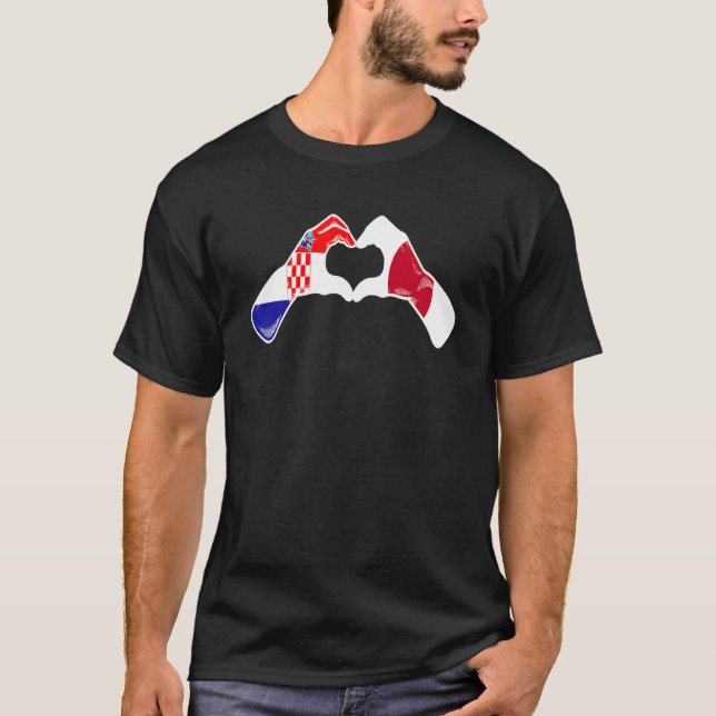 Croatia Japan Flag  Croatian Japanese Heart T-Shirt (Front)
