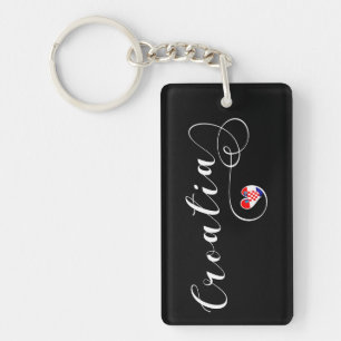 Croatia Keyring, Croatian Flag Heart Keychain