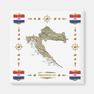 Croatia Map + Flags Magnet