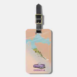 Croatia Map Illustrated print poster. Luggage Tag