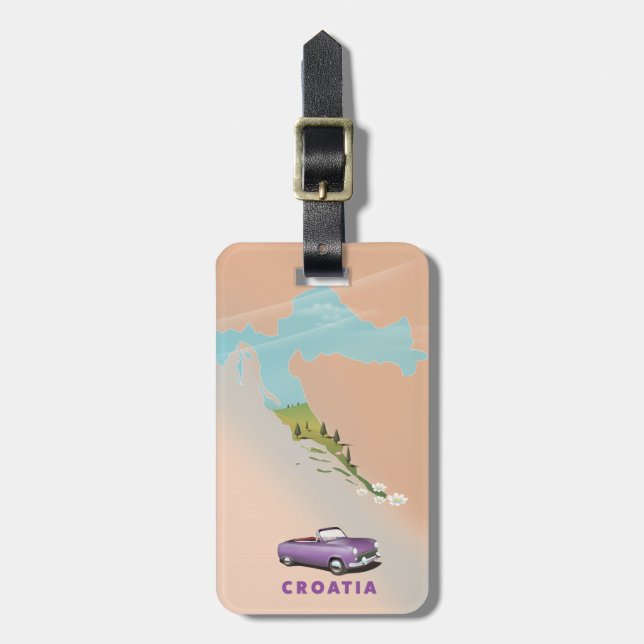 Croatia Map Illustrated print poster. Luggage Tag (Front Vertical)