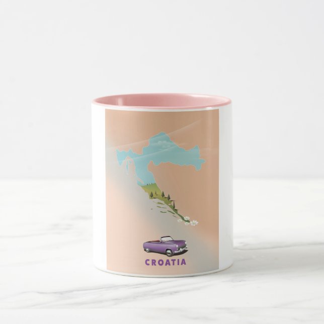 Croatia Map Illustrated print poster. Mug (Center)