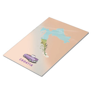 Croatia Map Illustrated print poster. Notepad