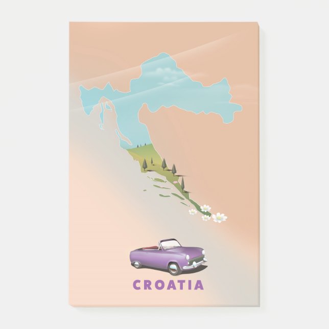 Croatia Map Illustrated print poster. Post-it Notes (Front)