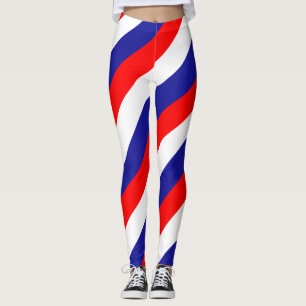 Croatia National Flag Colours Diagonal Striped Leggings