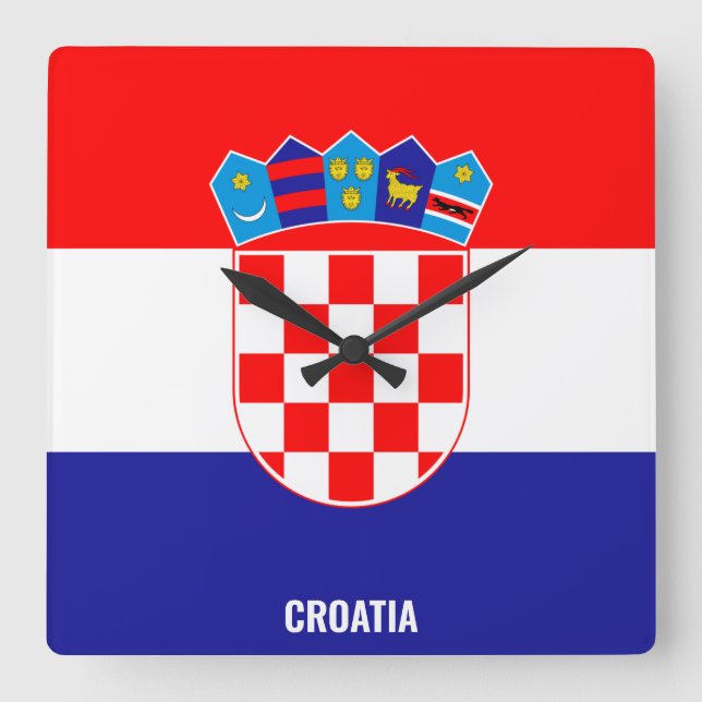 Croatia National Flag Patriotic Square Wall Clock (Front)