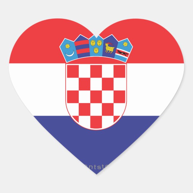 Croatia Plain Flag Heart Sticker (Front)