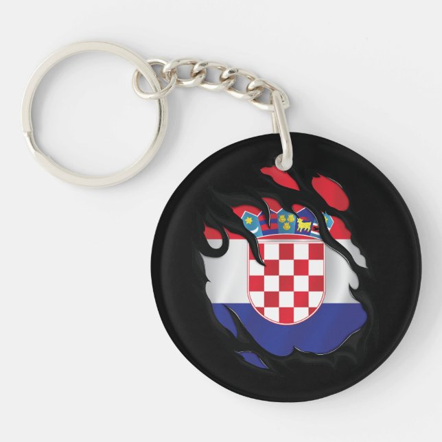 Croatia Ripped Flag Keychain (Front)