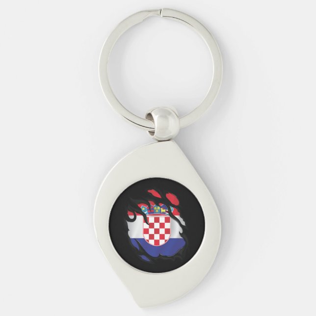 Croatia Ripped Flag Keychain (Front)