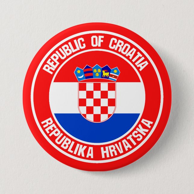 Croatia Round Emblem 3 Inch Round Button (Front)
