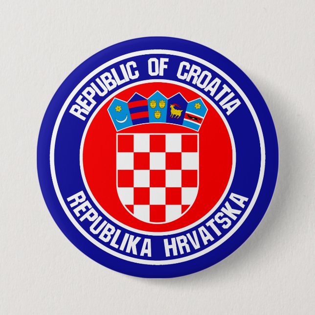 Croatia Round Emblem 3 Inch Round Button (Front)