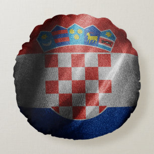Croatia silk flag round pillow
