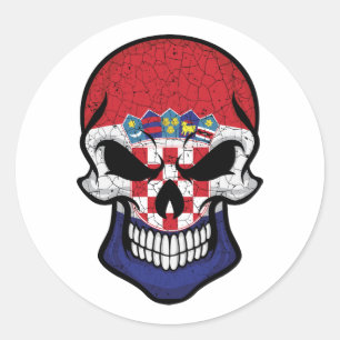 Croatia Smiling Skull Flag Classic Round Sticker