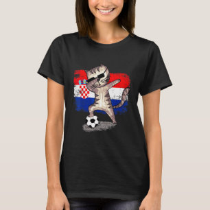 Croatia Soccer Team Football Dabbing Cat  Croatian T-Shirt