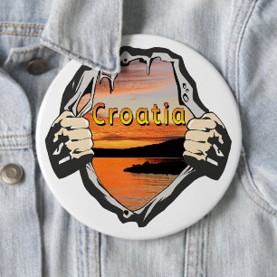 Croatia Sunset Slatine Island Beach Art 6 Inch Round Button