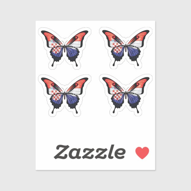 Croatia Swallowtail Butterfly Flag Sticker (Sheet)