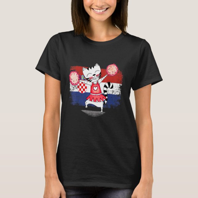 Croatia Team Cheerleader Squad  Cheerleading Croat T-Shirt (Front)