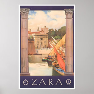 Croatia Travel Poster Zadar Art Print Vintage