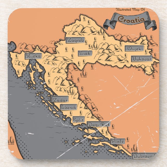 Croatia Vintage old map Coaster (Front)