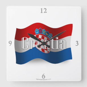 Croatia Waving Flag Square Wall Clock