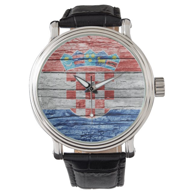 Croatia wooden flag watch (Front)