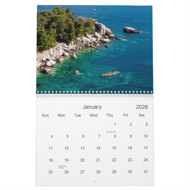 Croatian Adriatic sea Calendar (Jan 2026)