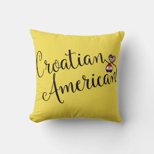 Croatian American Entwined Hearts Throw Pillow