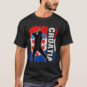 Croatian Baseball Player Croatia Flag Baseball Fan T-Shirt