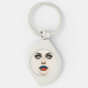 Croatian Beauty Eyes & Lips Pop Portrait Keychain