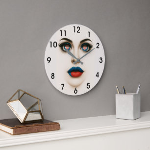 Croatian Beauty Eyes & Lips Pop Portrait Large Clock