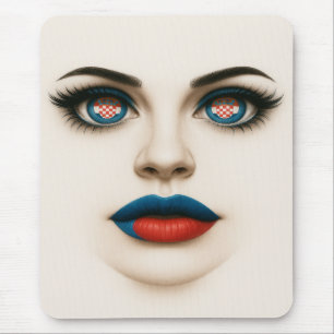 Croatian Beauty Eyes & Lips Pop Portrait Mouse Pad