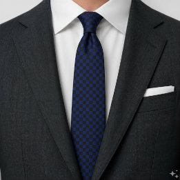 Croatian Blue and Black Chequerboard Pattern Neck Tie