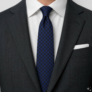 Croatian Blue and Black Chequerboard Pattern Neck Tie