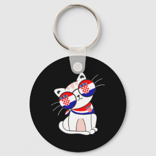 Croatian Cat Croatian Flag Vacation Funny Croatia Keychain